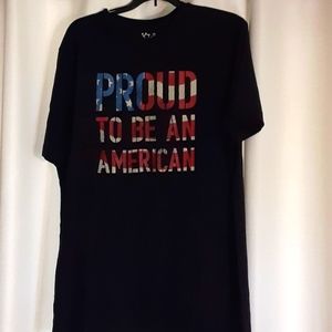 T-shirt Proud to An Amercan black red white  blue made in Banglidesh